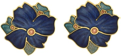 Behave - Dames oorbellen stekers - blauw bloemdesign - statement stijl