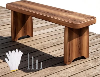 Houten Bank - Halbank Plantenstandaard - Zitplaats Creëren - Massief Hout Constructie - 150x20x35cm - Naturel