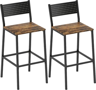 HOMCOM barkruk - Metaal, MDF - 43,2 x 50,5 x 97,8 cm - Rustiek bruin