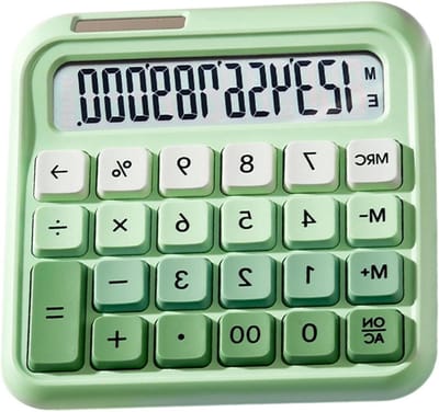 Flexibele Rekenmachine - Paneel Calculator - Financieel Werk - Ergonomische Kantelhoek - 12 Cijfers - Groen Blauw Wit