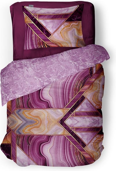 LINNICK Dekbedovertrek Katoen Marble Shape - Pink - Dekbedovertrek 140x200/220cm - 100% Katoen - Eenpersoons - Dekbedovertrekken - Grafisch Dekbedovertrek