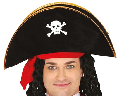 Fiestas Guirca Piratenhoed zwart - Verkleed hoeden - Volwassenen - polyester - piraten/zeerover thema