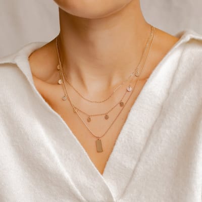 Hey Happiness Multi Lagen Layer Ketting Set Dames – Set van 2 – Delicaat en Elegant – Roestvrij Staal 18K Roségoud – Verstelbaar – Roségoud