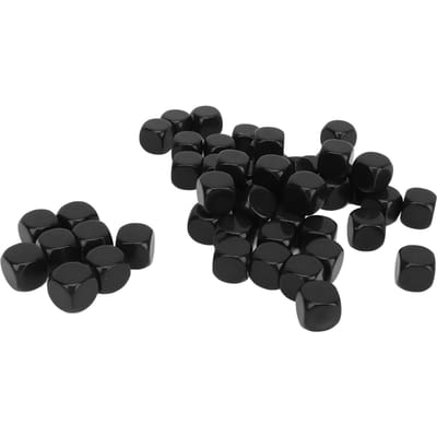 Lot de 50 dés vierges à six faces, coins arrondis, en plastique, 1,5 cm, pour jeux de société, autocollants mathématiques black