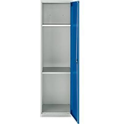 Schäfer Shop Genius multifunctionele kast FS, modulair, afzonderlijk uittrekbaar, 2 legborden, tot 250 kg, B 545 x D 520 x H 1950 mm, staal, lichtgrijs/gentiaanblauw