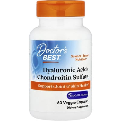 Doctor's Best, hyaluronzuur + chondroïtinesulfaat, met BioCell Collageen, 60 plantaardige capsules