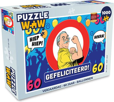 Puzzel Verjaardag - 60 Jaar - Ballonnen - Legpuzzel - Puzzel 1000 stukjes volwassenen