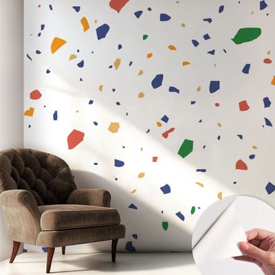 Coloray Zelfklevend Behang - Regenboogstukjes Zelfklevend fotobehang - 250x250 cm - Wit Zelfklevend Behang - Voor de woonkamer, voor het kantoor, voor de slaapkamer - Plakklare achterzijde - Stickerbehang op rol