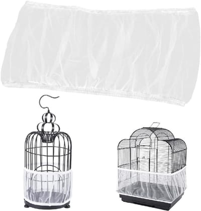 Beschermhoes voor Vogelkooi - Zwarte en Witte Varianten, Geschikt voor Ronde en Vierkante Cages van 100-170 cm, Ideaal als Vuil- en Zaadopvang