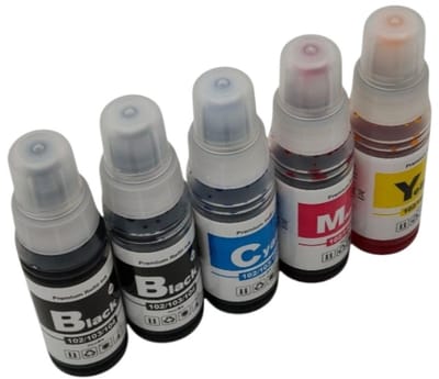 KATRIZ® huismerk voor Epson 104/102/103 Zwart(2x), Cyaan(1x) ,Magenta (1x),Geel(1x) |5 x 70ML | EcoTank ET-2710 / ET-2711 /ET-2712 / ET-2714 / ET-2720 / ET-2726 / ET-2751 / ET-2810 / ET-2815 / ET-2820 / ET-4700