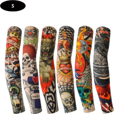 Nivard Tattoo Sleeve - Voor Volwassenen - Mouw - Tatoeage - Arm Warmer - Zonbescherming - UV Beschermend - 6 Stuks - Maat S