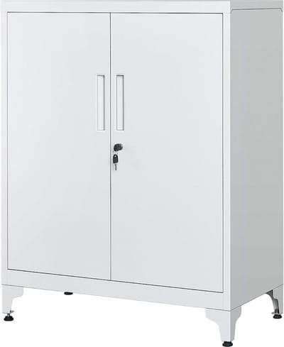 Archiefkast – Gereedschapskast – Van staal – Met 2 Deuren – Met slot – Grijs
