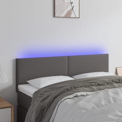 vidaXL - Hoofdbord - LED - 144x5x78/88 - cm - kunstleer - grijs