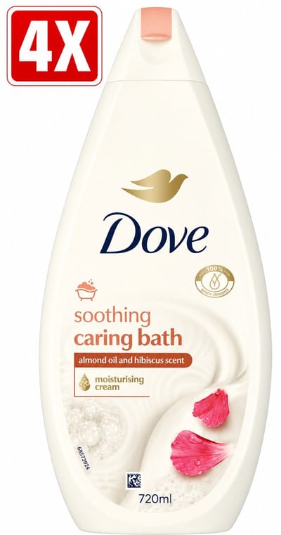 4 x Dove Bad - 720ml - soothing almond oil and hibiscus scent