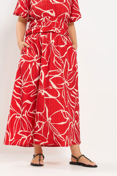 Yours Rode Rok Met Bloemenprint Size 42