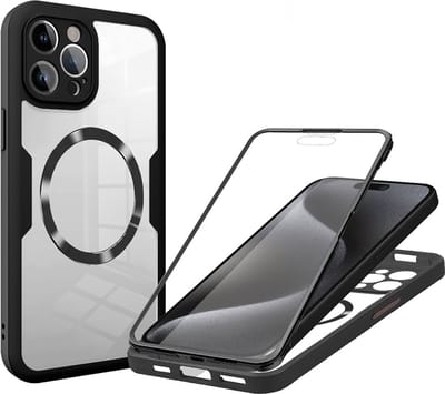 Hoesje geschikt voor Apple iPhone 16 Pro Max - Techsuit ColorVerse 360 Case met Screenprotector - Geschikt voor MagSafe - Zwart
