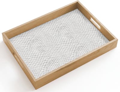 Dienblad hout 40x30 cm - Schootdienblad - Slang - Patroon - Wit - Borrelplank rechthoek - Plateau dienbladen