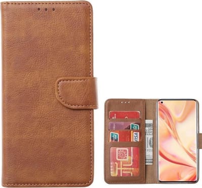 LuxeBass Boekhoesje geschikt voor Oppo A73 - Bruin - telefoonhoes - gsm hoes - telefoonhoesjes