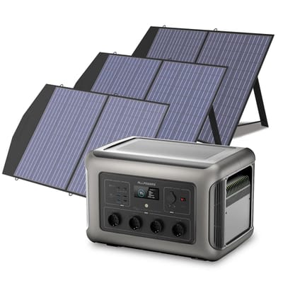 ALLPOWERS Zonnegeneratorset 3500W (R3500 + SP027 100W zonnepaneel) - R3500 + 3 stuks SP027 Zonnepaneel 100W