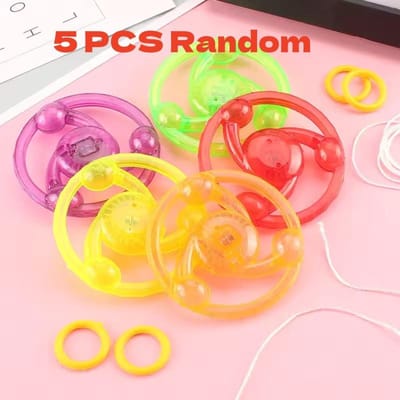 5 stuks Kinderen Creatief Staaldraad Lichtgevend Speelgoed Vliegwiel Flits Draaitol Lichtgevende Gyroscoop Fitness Glanzend Trekkoord Vliegwiel OneSize yellow