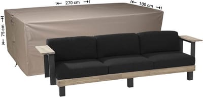 Raffles Covers Loungebank hoes - 270 x 100 H: 75 cm - RLB270straight - Waterdicht - Ademend - UV-bestendig - Elastisch rijgkoord - Beschermhoes tuinmeubelen