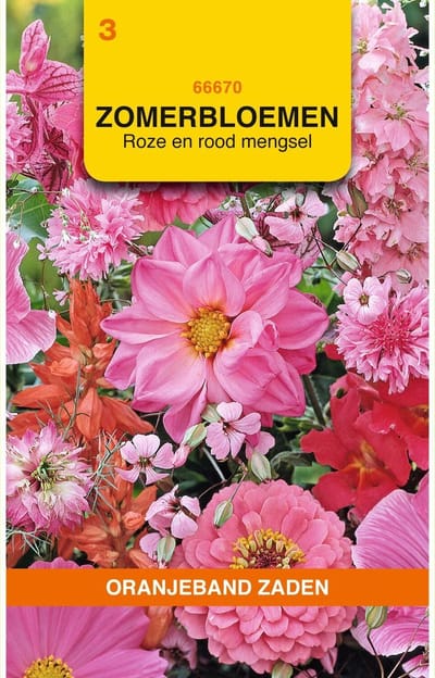 Oranjeband Zaden - Zomerbloemen mengsel, roze/rood