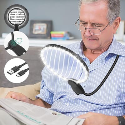 Oplaadbaar handsfree vergrootglas met flexibele zwanenhals en verlichting