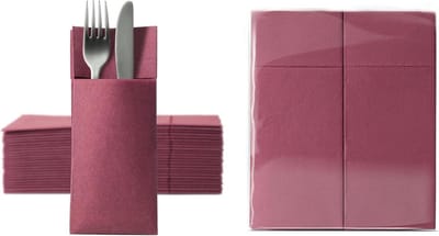 Bestekservetten Rood - Gevouwen Servetzakjes - Tafel Dekken - Zacht Punt Reliëf - 32x38 cm - Bourgondië