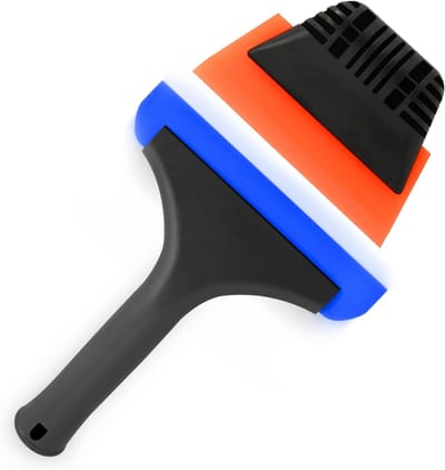 Famanu – Siliconen raamtrekkerset (15,6 cm en 12,4 cm), zachte raamwisser voor douche, glas, ramen en autoruiten, blauw/oranje
