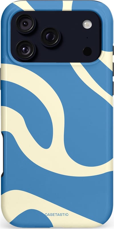 Casetastic hoesje geschikt voor Apple iPhone 17 Pro Max - MagSafe - Dubbellaagse bescherming - Lichtblauwe water vlekken - Fashion Case - Lavendel Crème Lichtblauw