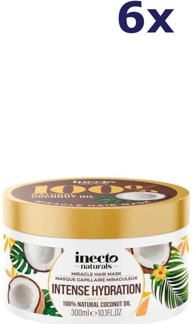 Inecto Naturals Coconut Miracle Hydration Haarmasker - 6 x 300ml - Voordeelverpakking