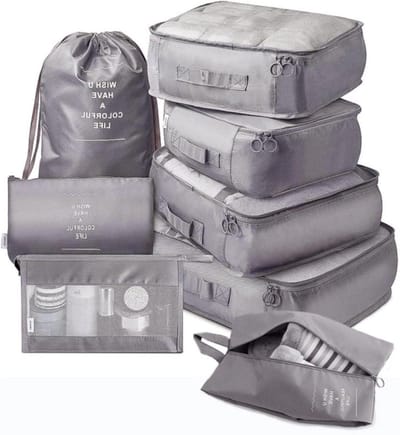 Reis Organizer Set - Koffer Organizers - Bagage Sorteren - 8-Delig - Verschillende Maten - Grijs
