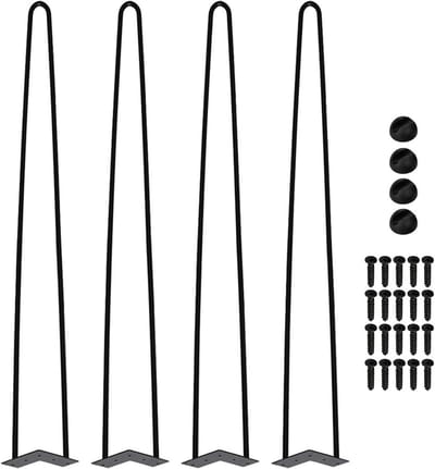 Set van 2 Zwarte Haarspeld Tafelpoten voor Salontafel of Bureau - 72 cm - 12mm Doorsnede