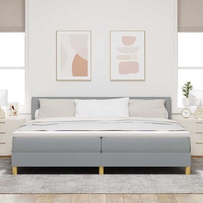 vidaXL - Boxspring - bed - met - kussen - Lichtgrijs - 200 - x - 200 - cm - Stof