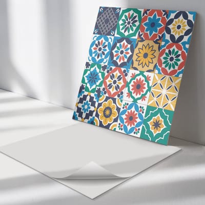 Wallfluent Vinyl Tegels - Mozaïekpatronen in Lay-Out Vinyl Vloer Tegels - 30 cm x 30 cm - Groente PVC Tegels - Set van 9 - Vierkant PVC Tegels - Patroon Plaktegels - Zelfklevende Vinyl Tegels - Plaktegels Keuken en Badkamer