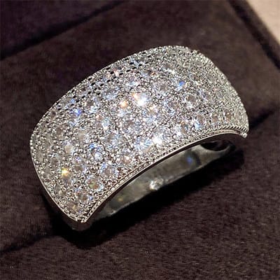 Huitan Micro Belegd 5 Rijen CZ Ring voor Vrouwen Bling Bling Mode Luxe Vrouwenring Feest Verloving Bruiloft Banden Sieraden Heet 6