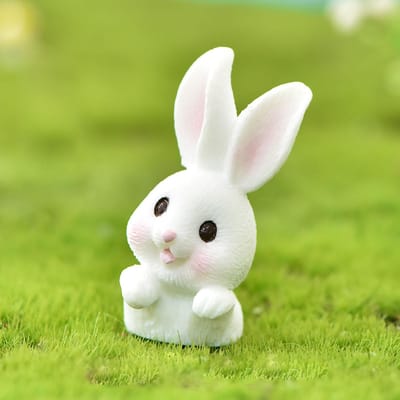 Hars Beeldje Levensecht Geurloos Schattig Cartoon Decoratief Klein Standbeeld Ornament voor Tuin Woonkamer white