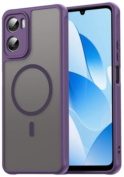 MobyDefend Hoesje - Geschikt voor Motorola Moto G06 / Motorola Moto G06 Power - Case Geschikt voor MagSafe - Mat Transparant Met Gekleurde Rand - Paars