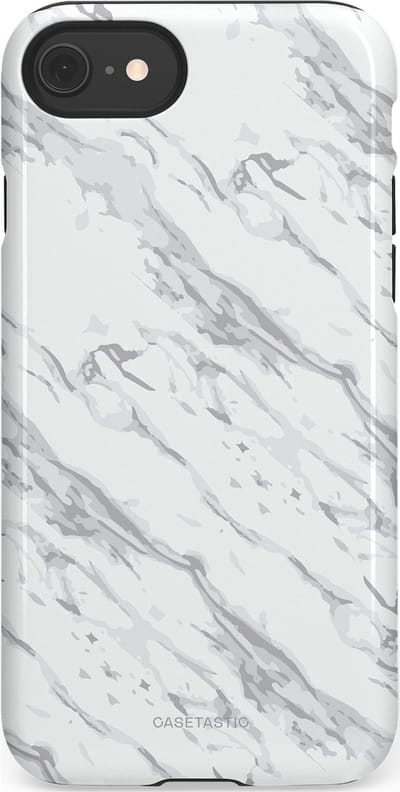 Casetastic hoesje geschikt voor Apple iPhone SE / Apple iPhone 7 / Apple iPhone 8 - Dubbellaagse bescherming - Arctisch Marmer - Fashion Case - Wit Lichtgrijs