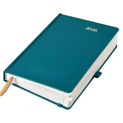 Famanu – Dagplanner 2026 A5 met 1 dag per pagina, hardcover, FSC-gecertificeerd papier en pacifisch groene kaft