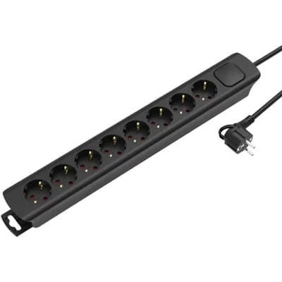 Sencys Stekkerdoos 8-voudig Zwart 1,5 Meter