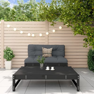 vidaXL - 2-delige - Loungeset - massief - grenenhout - zwart