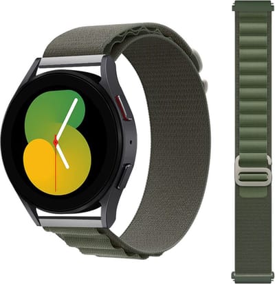 Stravo Smartwatch Alpine Loop Nylon Sport bandje 20mm - Groen - Geschikt voor Samsung Galaxy Watch 7 6 5 4 - Classic – Nylon horlogebandje voor Garmin Vivoactive 5 3 - Forerunner 245 - Venu SQ 2 - Vivomove - Huawei