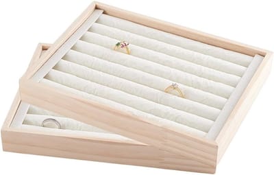 2 Stuks 7 Slots Ringhouder Display Trays van PU Leer, 18x24x3cm - Sieradenopslag, Organizer voor Ringen en Juwelen, Perfect voor Thuis of Winkel