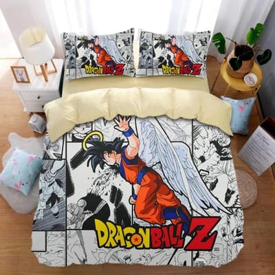 Parure de lit Anime Dragon-Ball, housse de couette Goku, ensemble de housse de couette, ensemble de literie Super Saiyan pour enfants adultes 155x220cm 3pcs