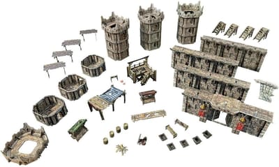 Tafelspel Landschap - Modulair Spel - Fantasie Spelen - Kartonnen Bouwsets - 6x23x31 cm - Grijs