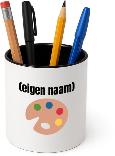 Hacebo® - Verf palet Pennenbakje - Kunst - schilders - pennenhouder - mensen die houden van schilderen - verjaardagscadeau - verjaardag - cadeau - kado - geschenk - gift - Pennenbakje zwart