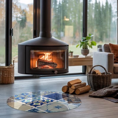 Coloray Vloerplaat Houtkachel - Plaat voor Onder Houtkachel - 90 cm x 90 cm - Open Haard Accessoires - Blauw Vloerplaat Kachel - Plaat Kachel - Plaat onder Houtkachel - Kachel Onderplaat - Onderplaat