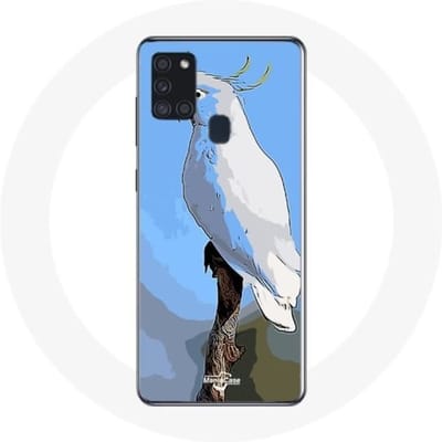 Samsung Galaxy A21S Hoesje Kaketoe Papegaaien Witte Vogels wit