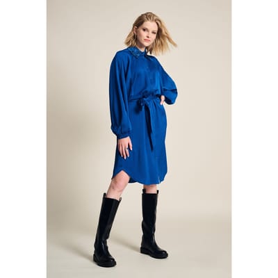 POM Amsterdam Dress - Butterfly Bright Blue Maat: 34 | Blousejurken Outlet | Dames | Blauw